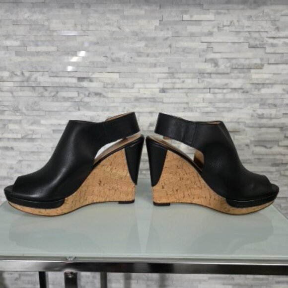 MEUCCI SESTO WOMEN'S PLATFORM OPEN TOE LEATHER SANDALS SIZE 7.5 MADE IN ITALY - Picture 2 of 9